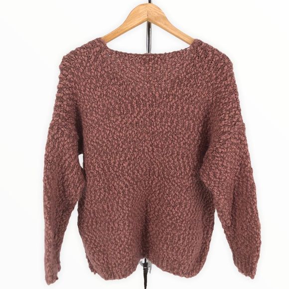 Altar’d State Mauve Eyelash Fuzzy Sweater Long Sleeve Soft V-Neck size S/M - Picture 10 of 15